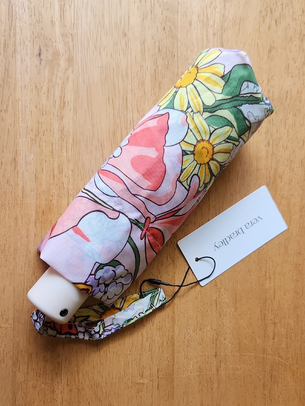 Vera Bradley Automatic Essential Mini Umbrella Coastal Wildflowers Floral